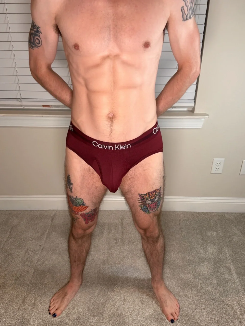 Calvin Klein Men's Dark Red Classic Briefs Large
